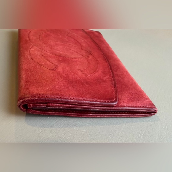 SOLD Vintage CHANEL Red Leather Wallet Made in France Hologram - Picture 9 of 10